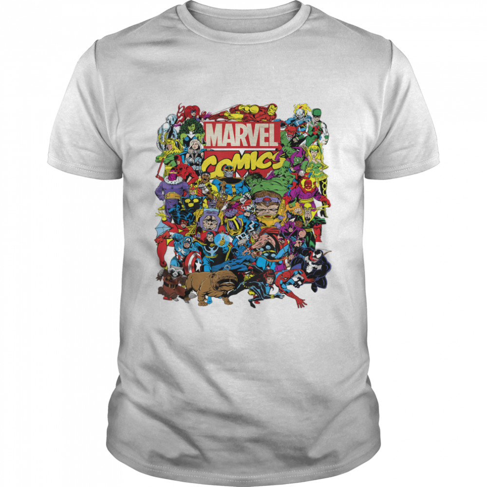 Marvel Comics Heroes Group Shot Graphic T- Classic Men's T-shirt