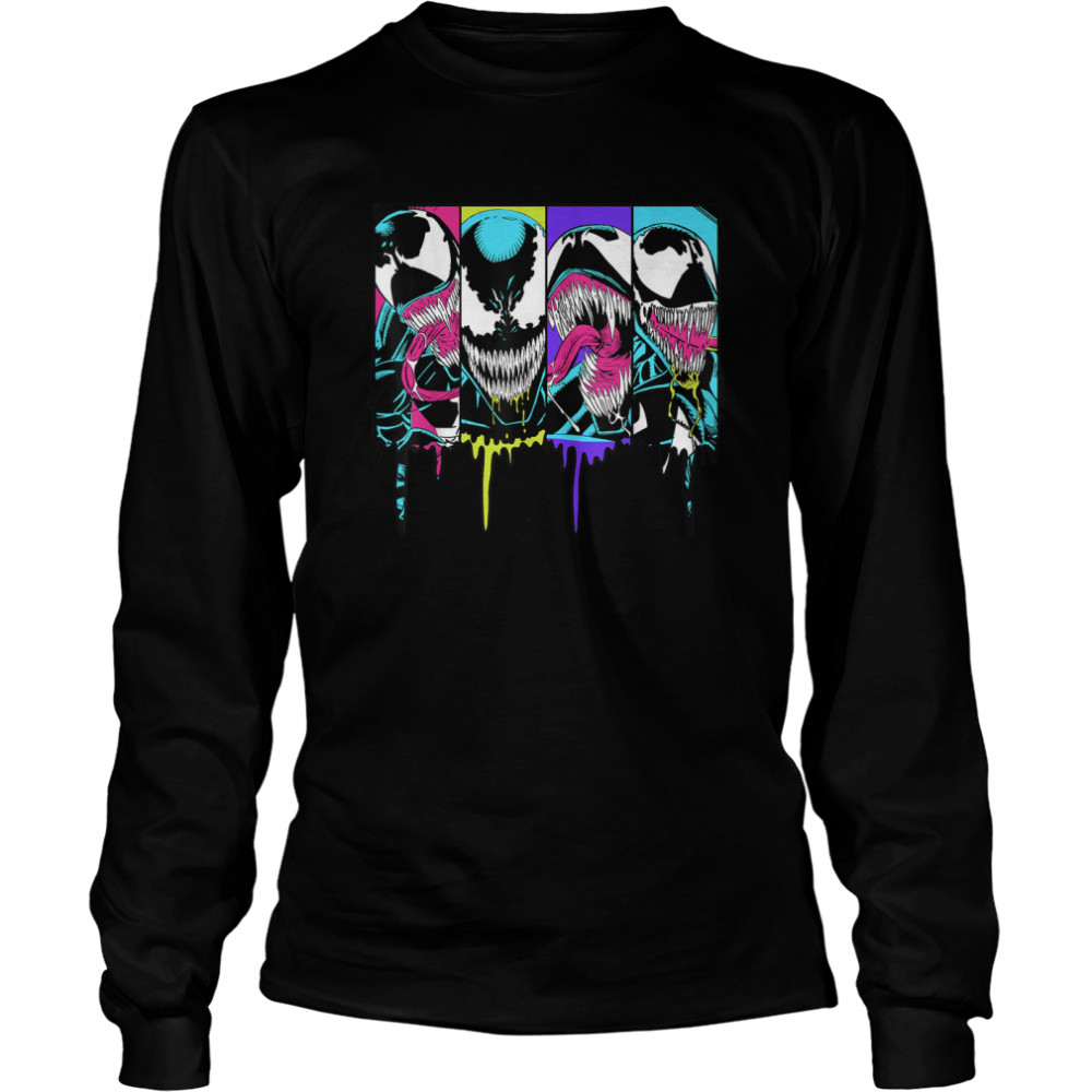 Marvel Venom Colorful Dripping Comic Panel T- Long Sleeved T-shirt