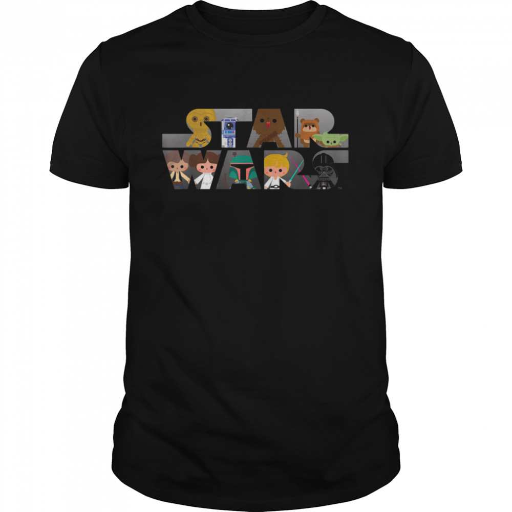Star Wars Logo Kawaii Multi-Character T- Classic Men's T-shirt