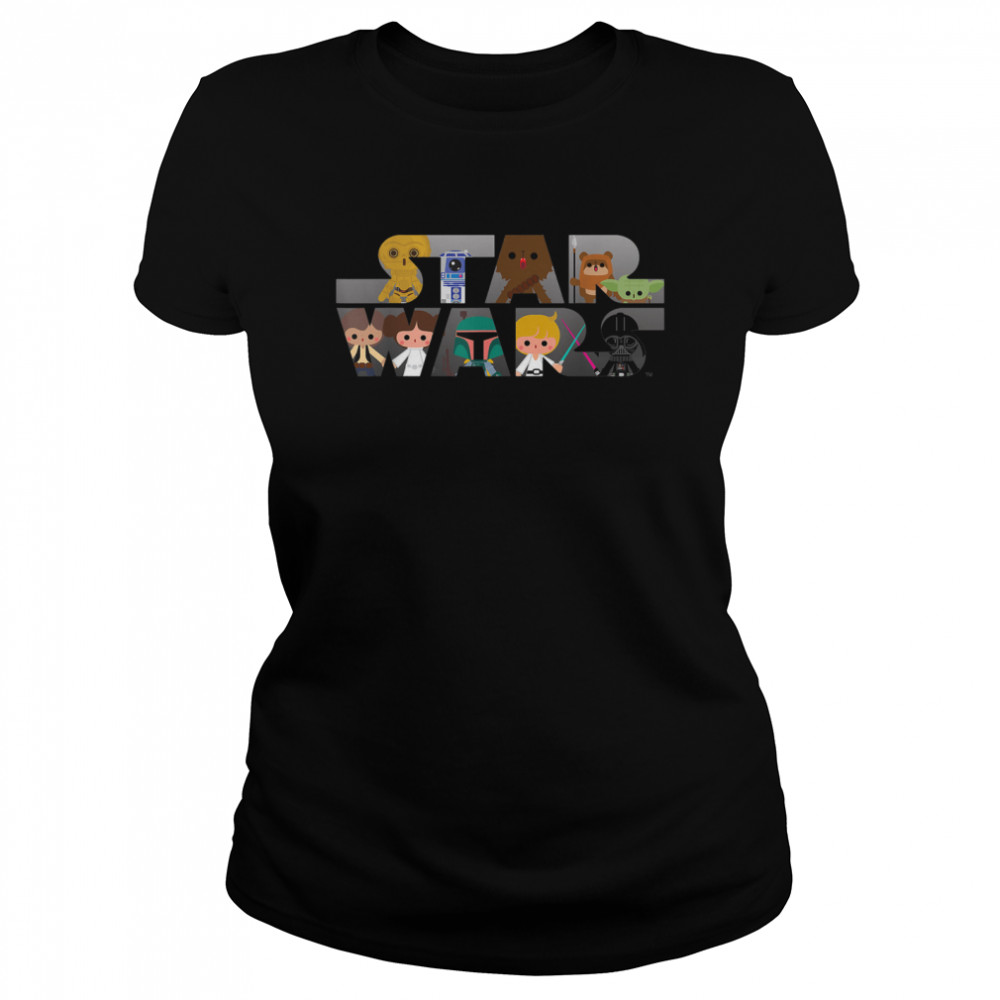 Star Wars Logo Kawaii Multi-Character T- Classic Women's T-shirt
