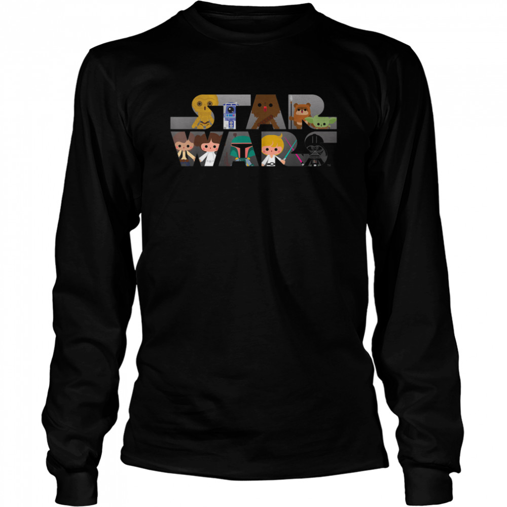 Star Wars Logo Kawaii Multi-Character T- Long Sleeved T-shirt