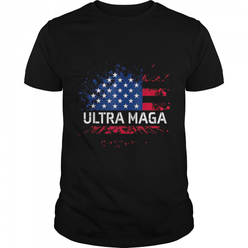 Ultra MAGA Anti Joe Biden American Flag Proud Ultra-Maga T- B0B186KXBB Classic Men's T-shirt
