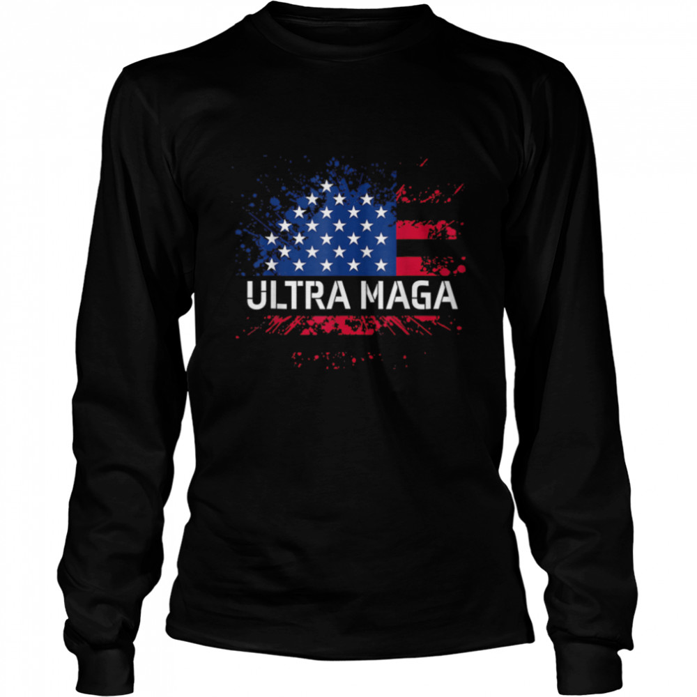 Ultra MAGA Anti Joe Biden American Flag Proud Ultra-Maga T- B0B186KXBB Long Sleeved T-shirt