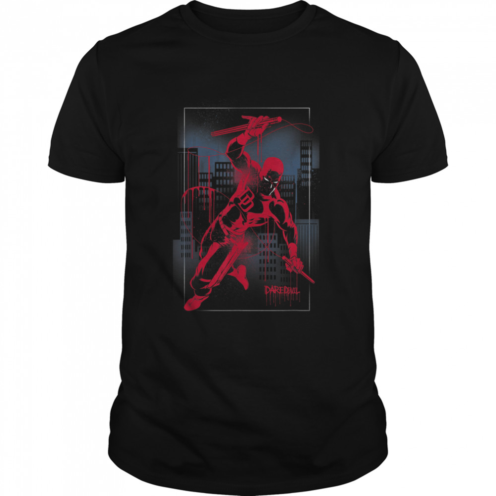 Marvel Daredevil City Skyline Graffiti T-Shirt