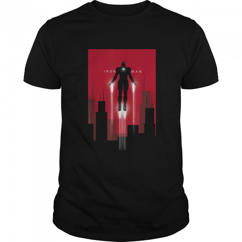 Marvel Iron Man in Flight Deco Art Style Graphic T-Shirt
