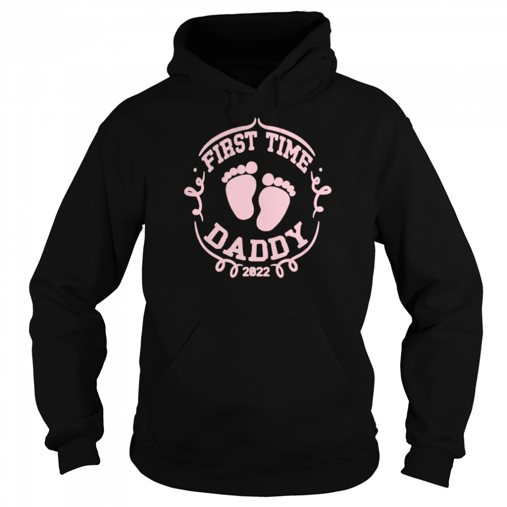 Vintage first time daddy 2022 baby feet new dad fathers day shirt Unisex Hoodie
