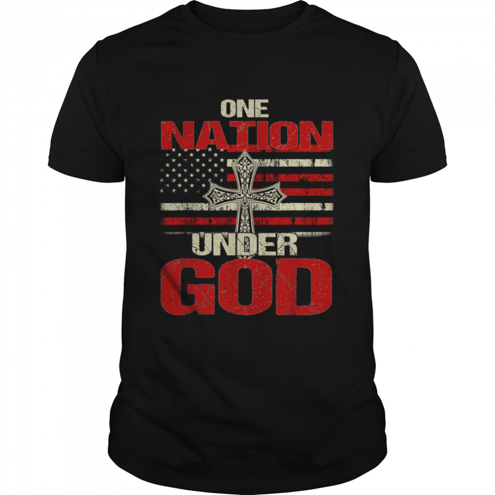 One Nation Under God Christian US Flag 4th Of July Faith Shirt