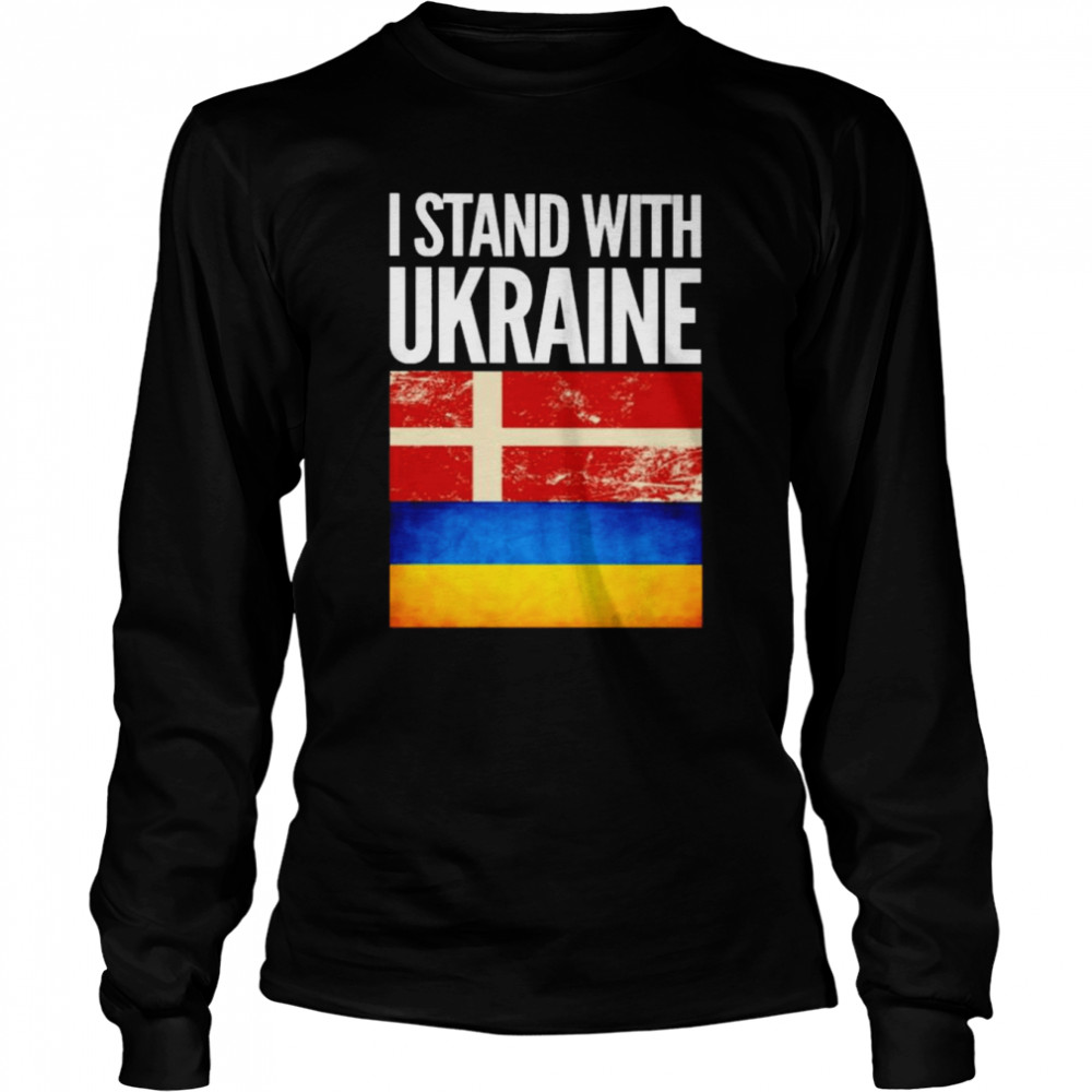 I Stand with Ukraine and Denmark Flag  Long Sleeved T-shirt