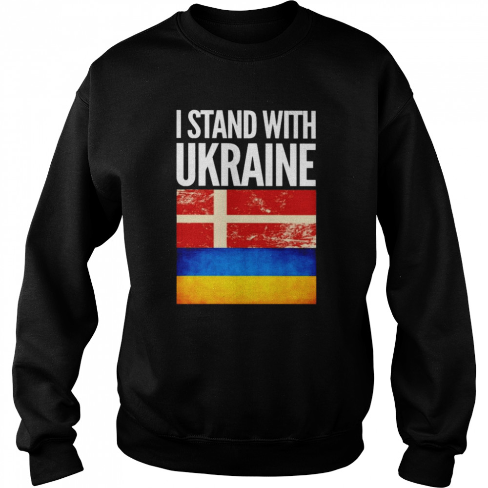 I Stand with Ukraine and Denmark Flag  Unisex Sweatshirt