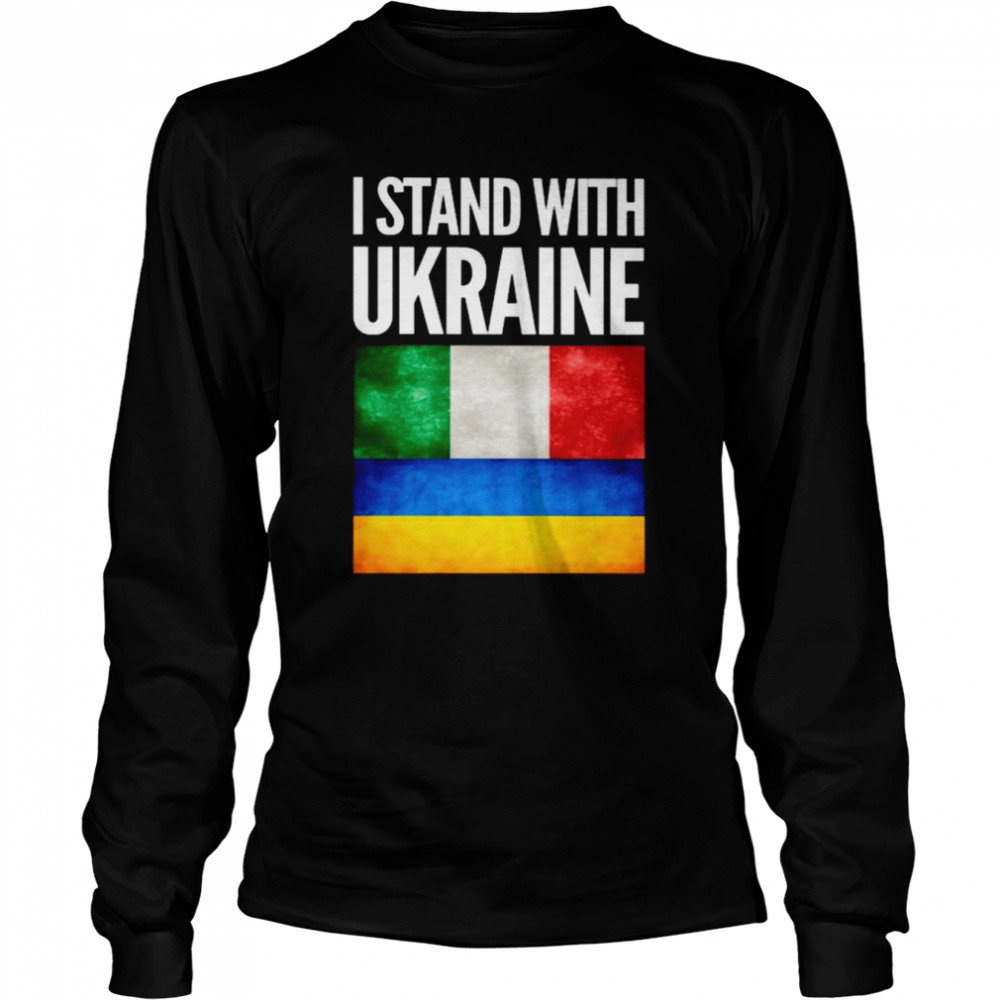 I Stand with Ukraine and Italy Flag  Long Sleeved T-shirt