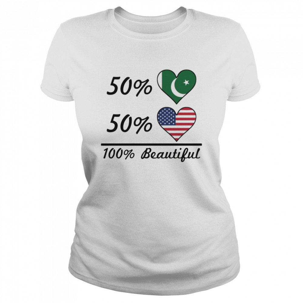 50% Pakistani Flag 50% American Flag 100% Beautiful Pakistan  Classic Women's T-shirt