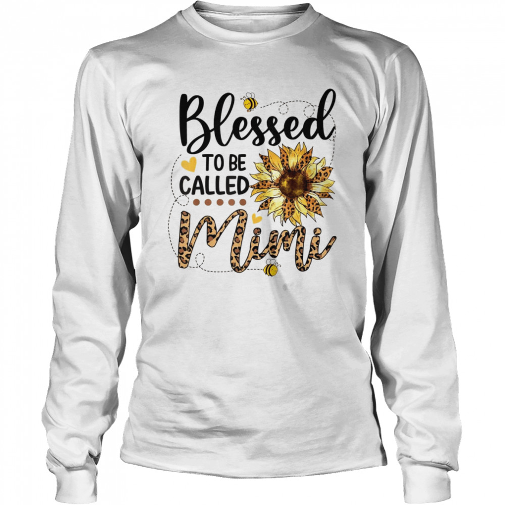 Blessed To Be Called Mimi Leopard Sunflower Bee  Long Sleeved T-shirt
