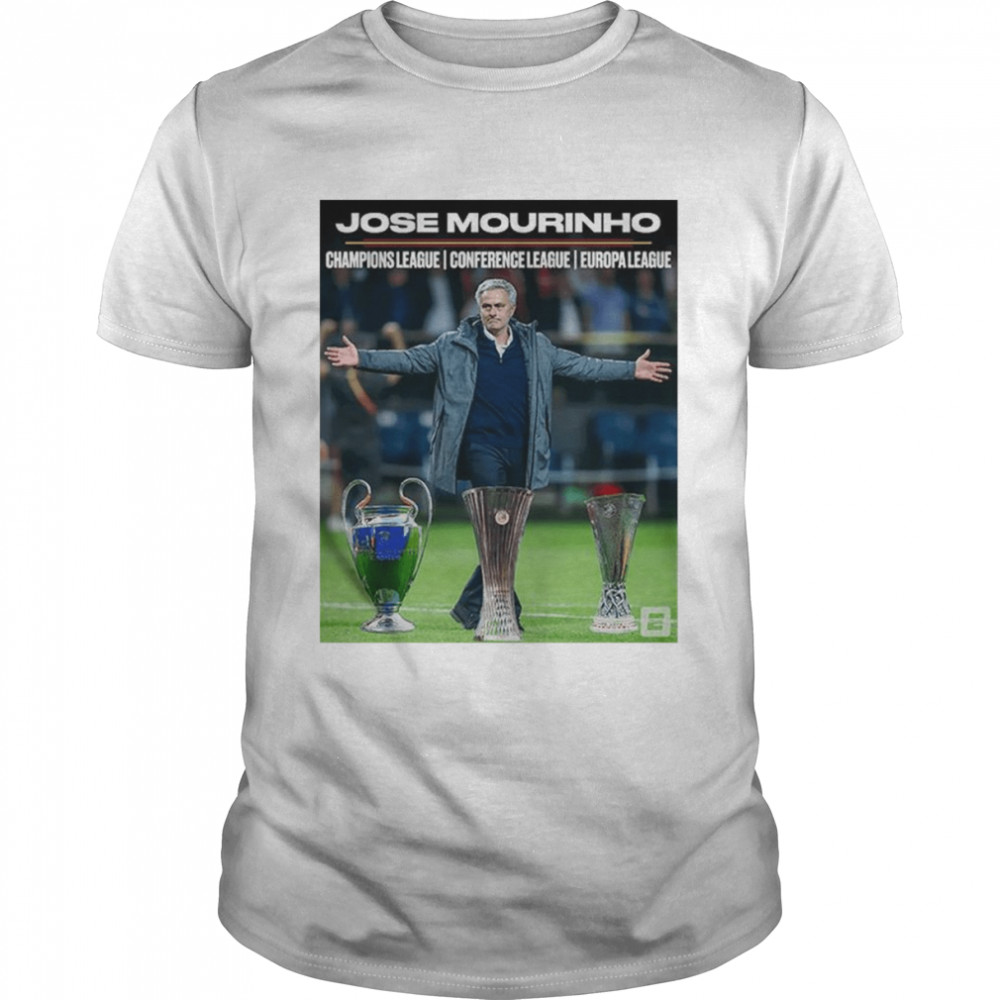 Jose Mourinho Manager Win All Three Major European Trophies Shirt