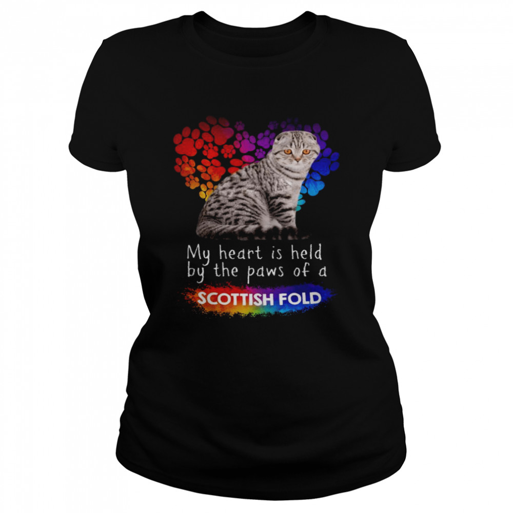 My Heart Is Held By The Paws Of A Scottish Fold Cat  Classic Women's T-shirt