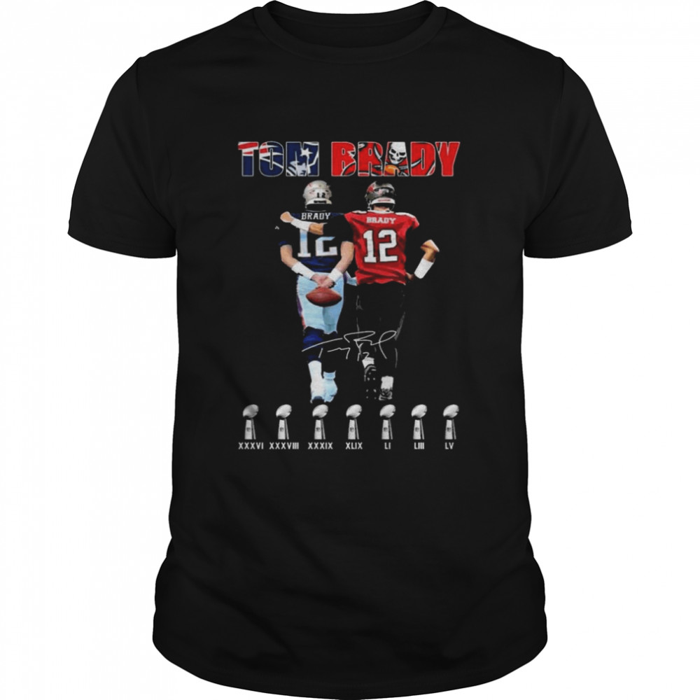 Tom Brady New England Patriot And Tampa Bay Buccaneers Super Bowl Cup Champions Signatures T-shirt Classic Men's T-shirt