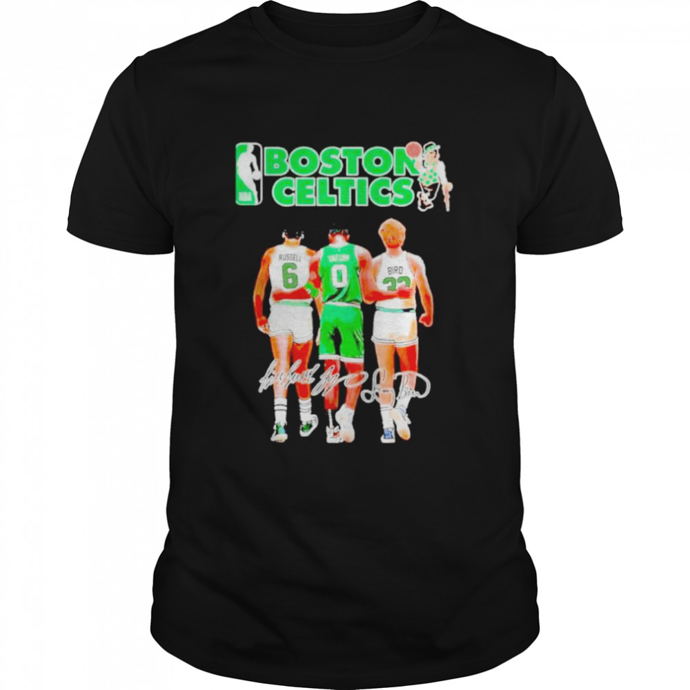 Champion Boston Celtics Bill Russell Jayson Tatum And Larry Bird Signatures  Classic Men's T-shirt
