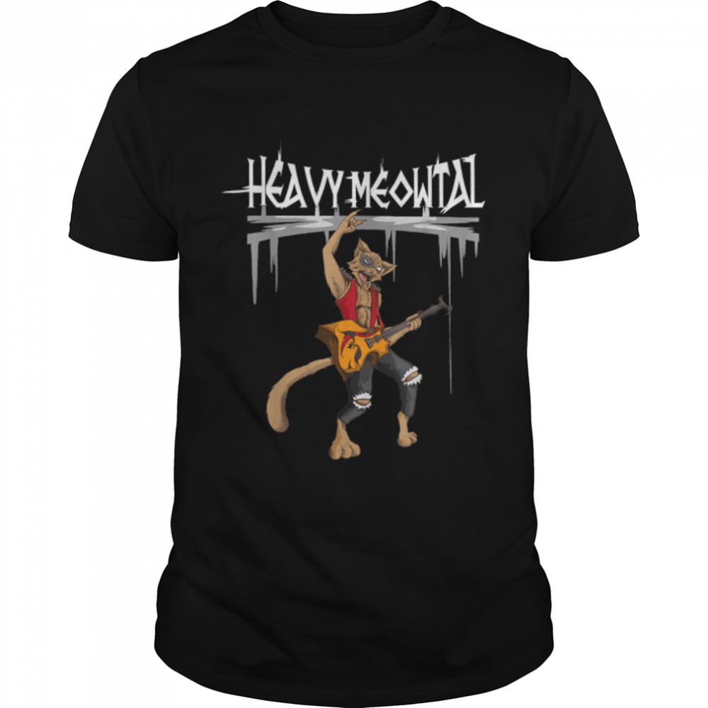 Funny rocker cat heavy metal saying guitar Cat T-Shirt B09MY13VKX