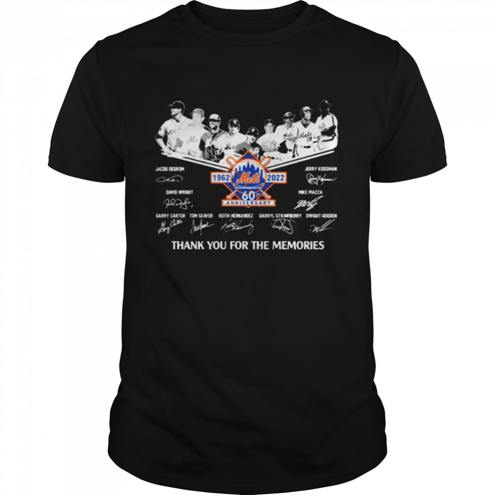 New York Mets Legend 60th Anniversary 1962-2022 Signatures Thank You For The Memories T-Shirt
