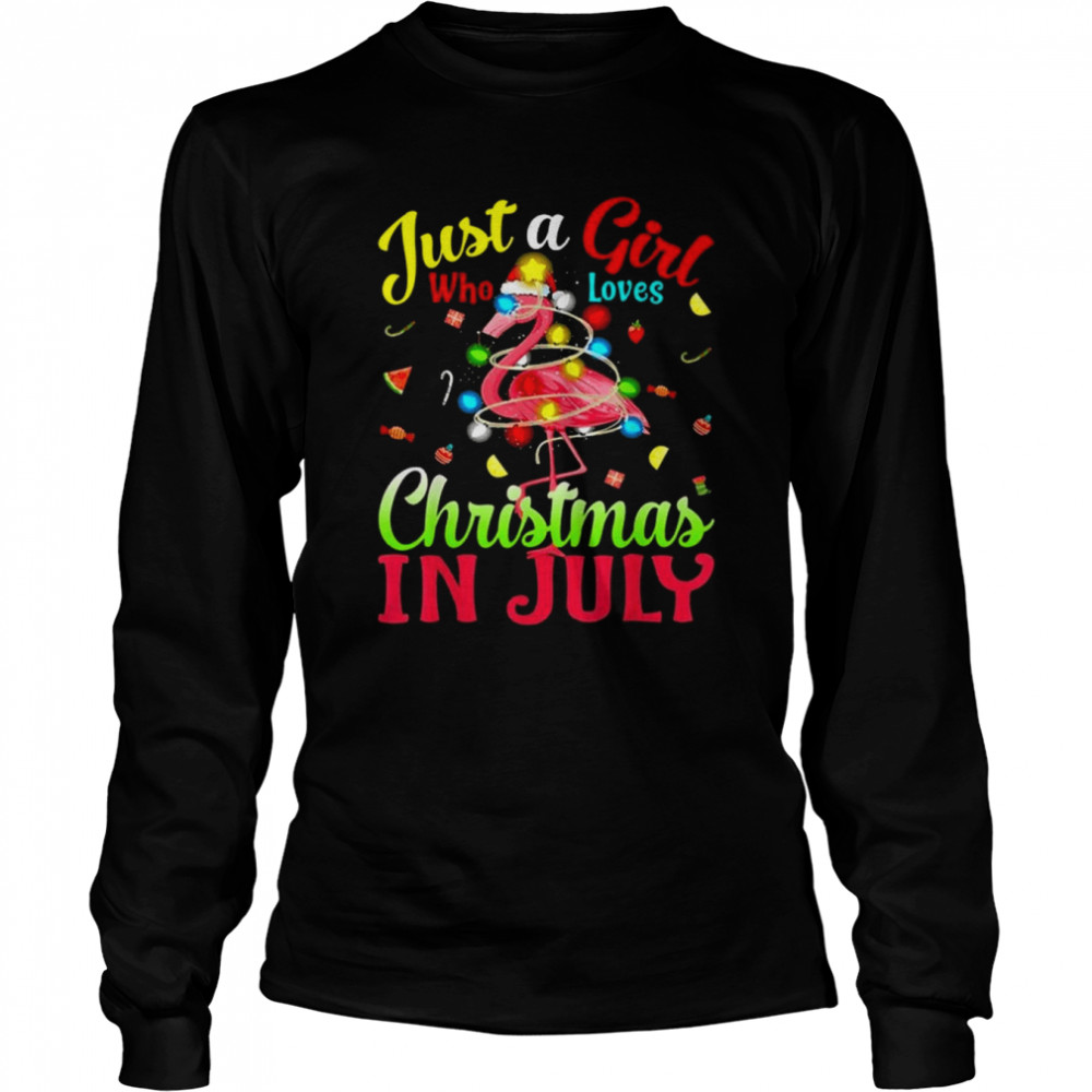 Just A Girl Who Loves Christmas In July Flamingo  Long Sleeved T-shirt
