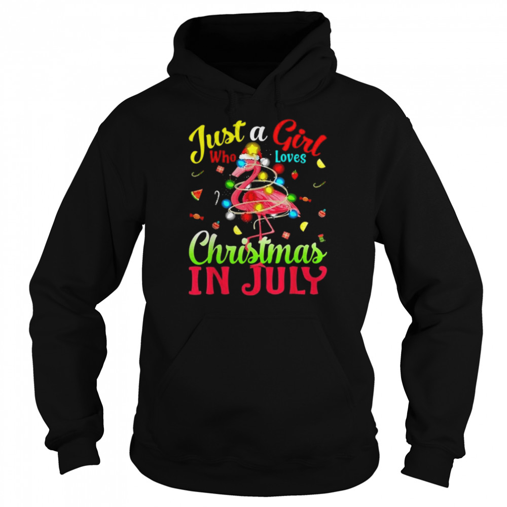 Just A Girl Who Loves Christmas In July Flamingo  Unisex Hoodie
