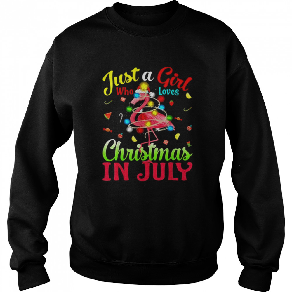 Just A Girl Who Loves Christmas In July Flamingo  Unisex Sweatshirt
