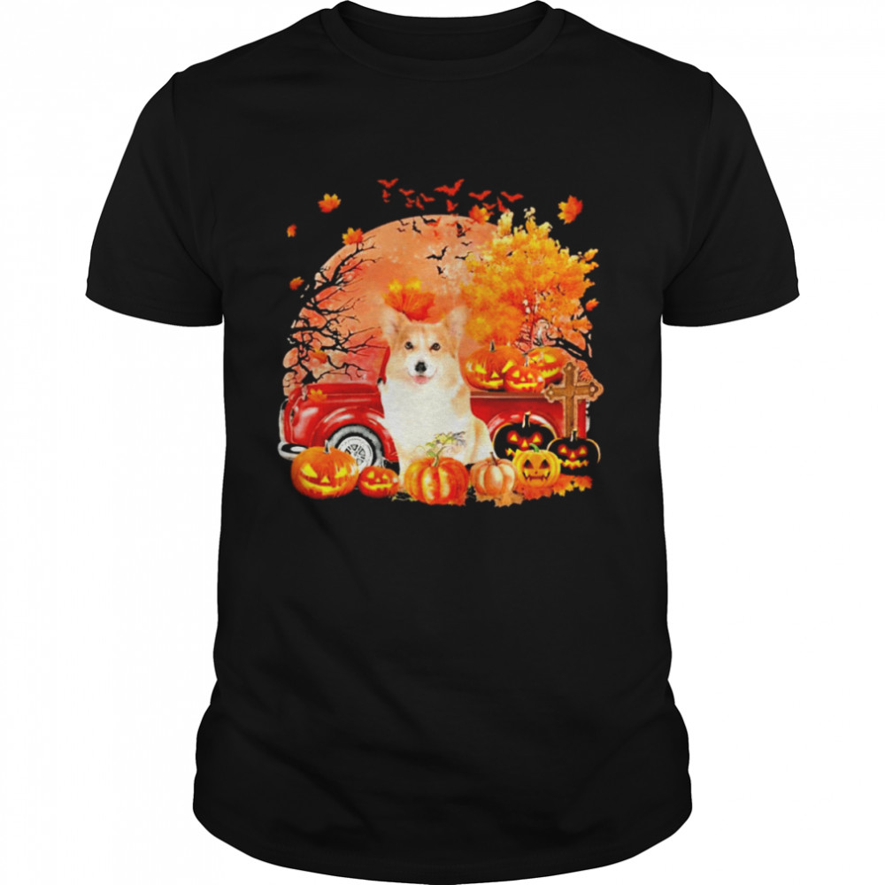 Corgi Dog Hollowed Pumpkin Moon Shirt